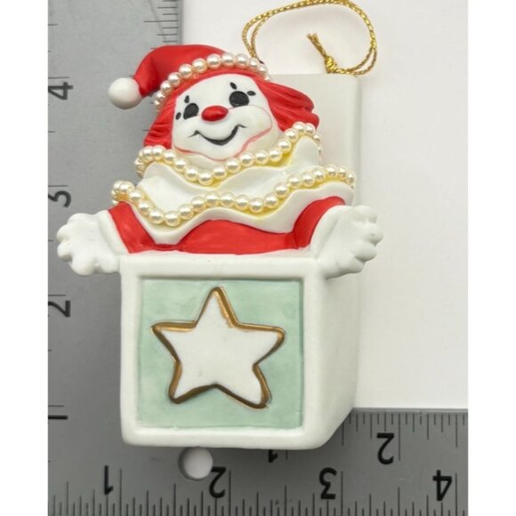 Vintage Jack in the Box Clown Christmas Tree Ornament Ceramic Bead Trim EHW 1988 - Picture 2 of 7
